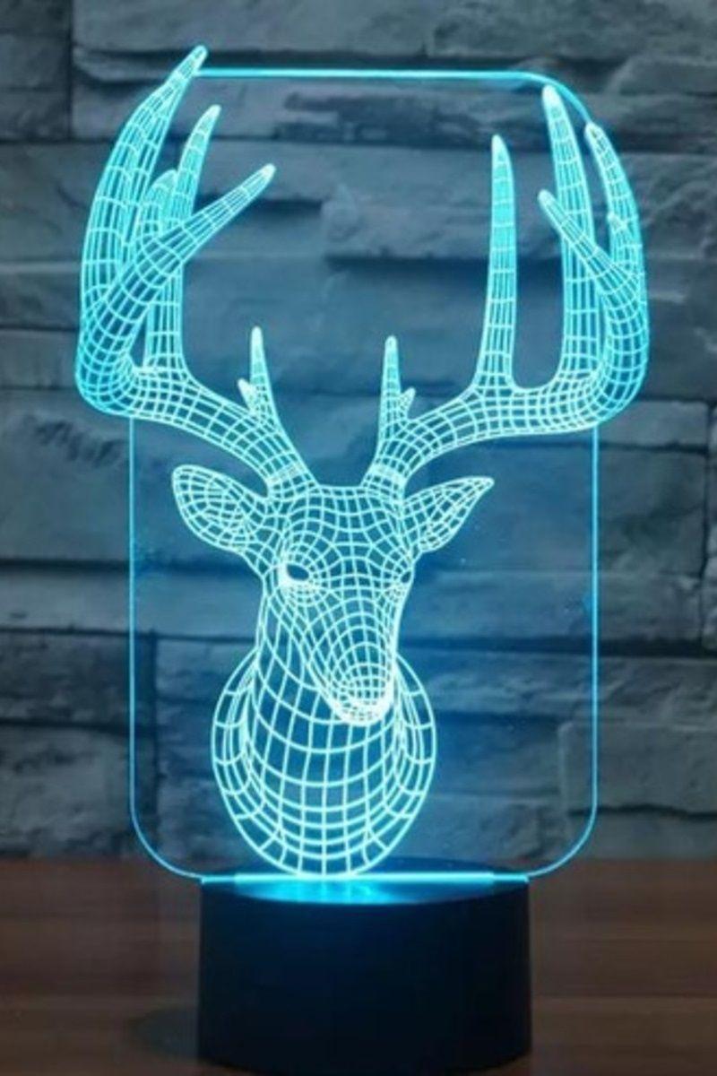 Lámpara Ilusión 3D Ciervo 7 Colores-3