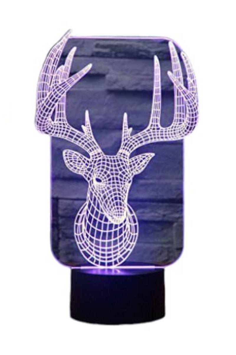 Lámpara Ilusión 3D Ciervo 7 Colores-2