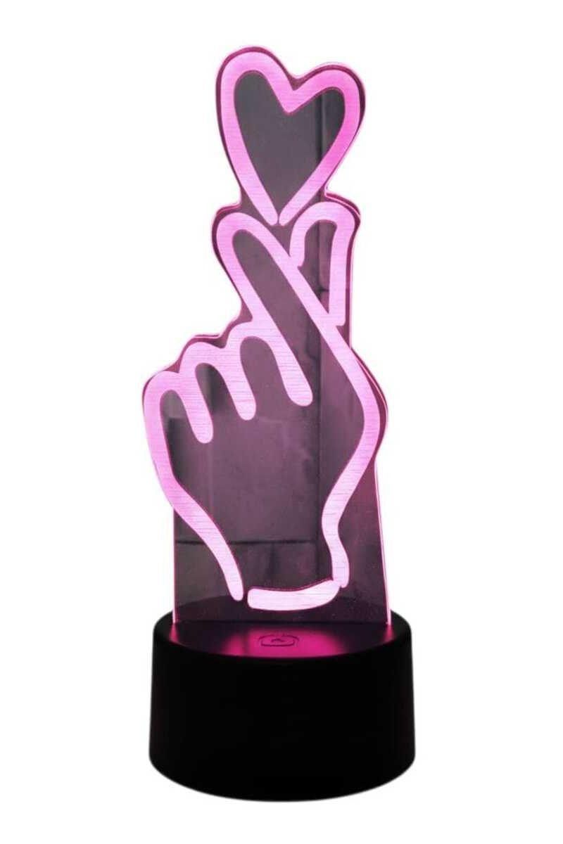 Lámpara Ilusión 3D Mano Corazón 7 Colores-2