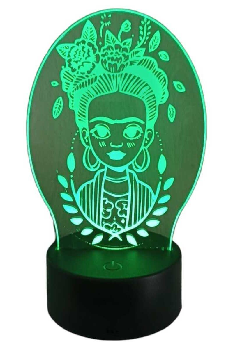 Lámpara Ilusión 3D Frida kahlo 7 Colores-2