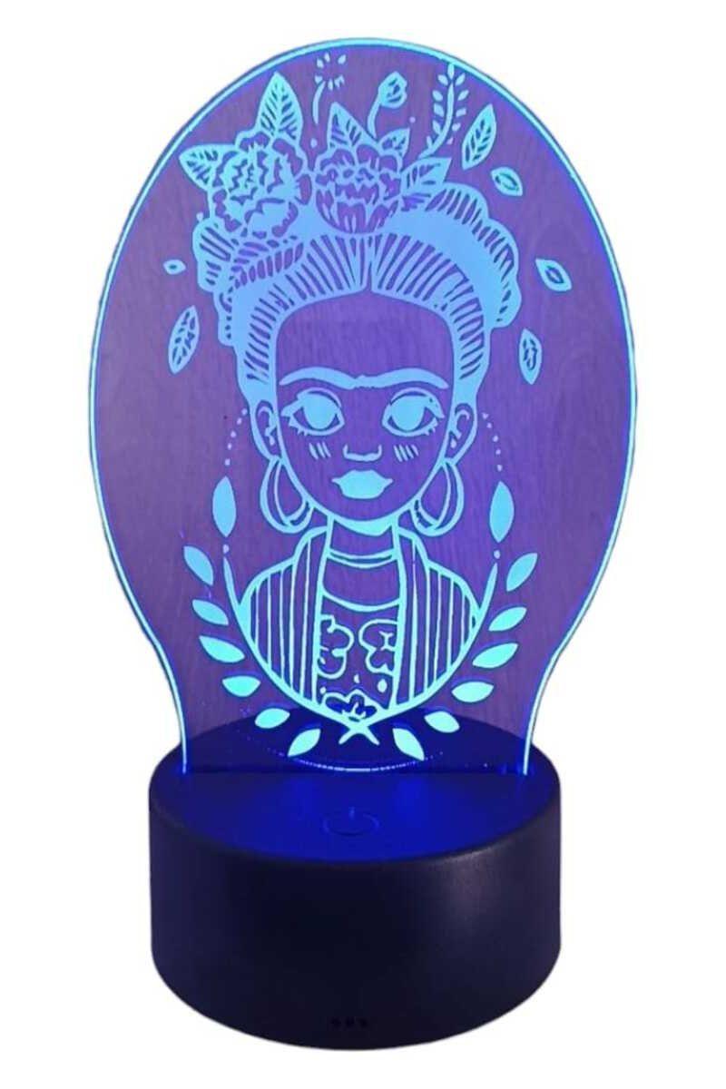 Lámpara Ilusión 3D Frida kahlo 7 Colores-3