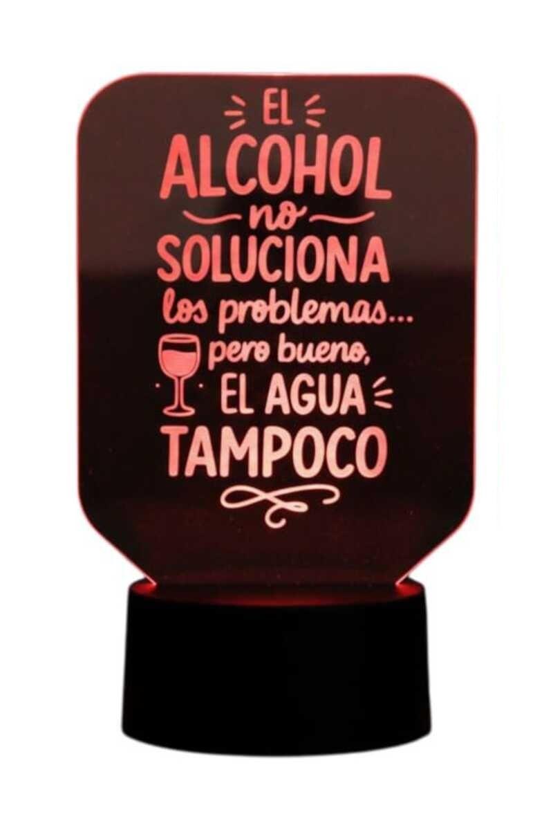 Lámpara Ilusión 3D Frase: El alcohol no soluciona... 7 Colores-2