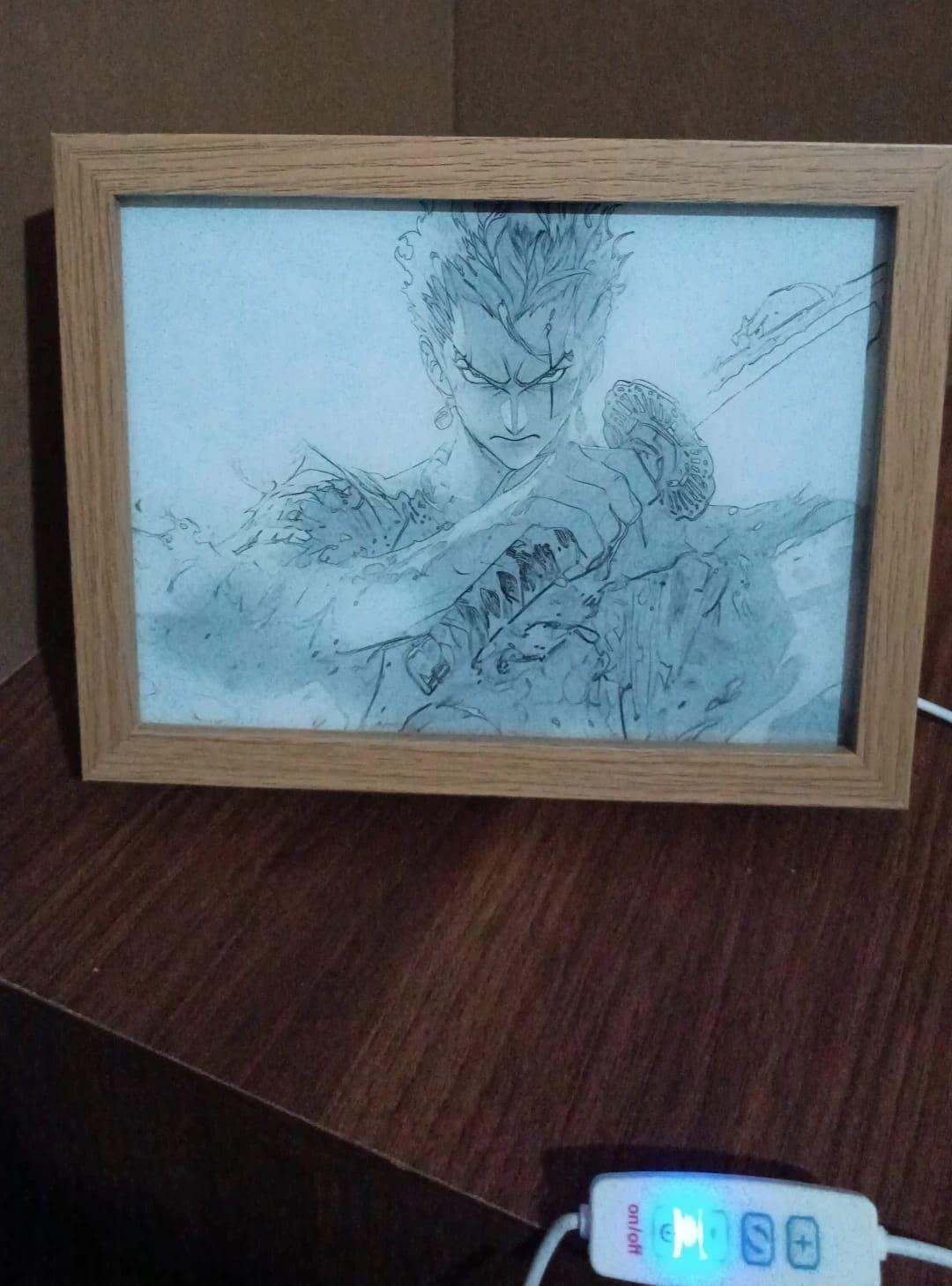 Cuadro Led de Zoro Espada en Diagonal 23x18cm-2