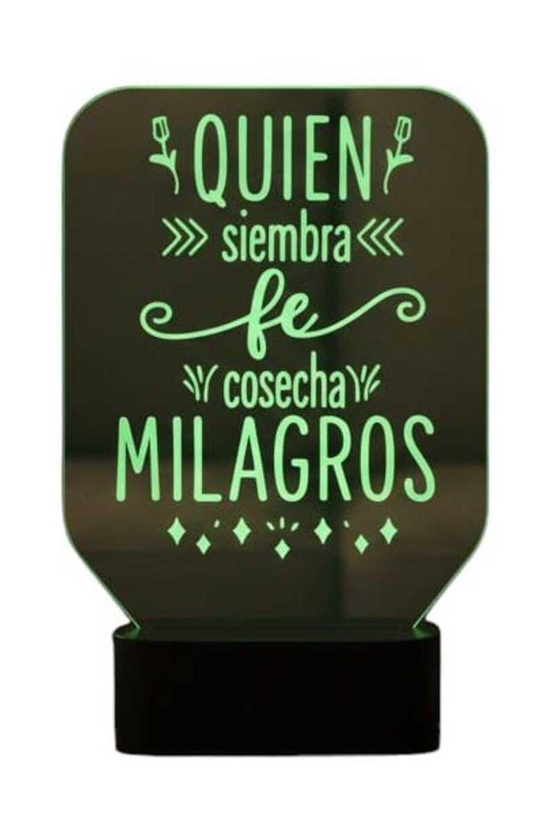 Lámpara Ilusión 3D Frase: Quien siembra fe... 7 Colores-2