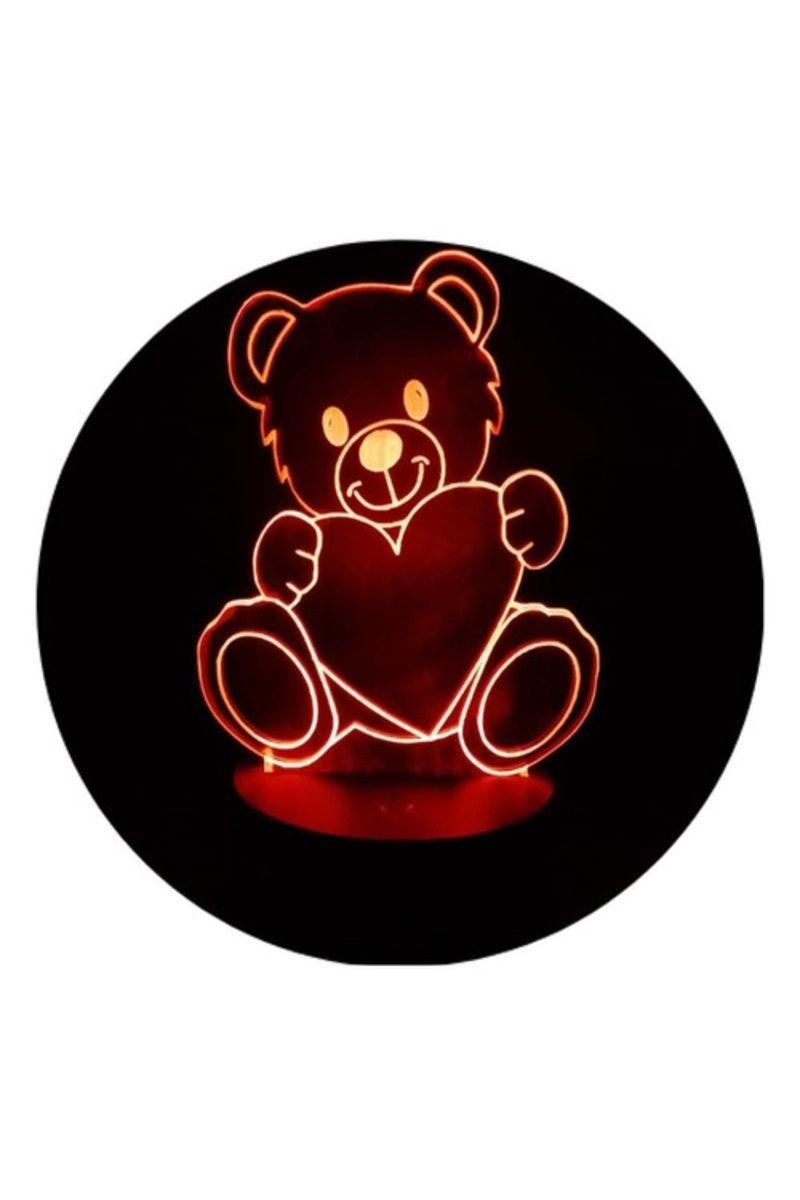Lámpara Ilusión 3D Oso y Corazón 7 Colores-3