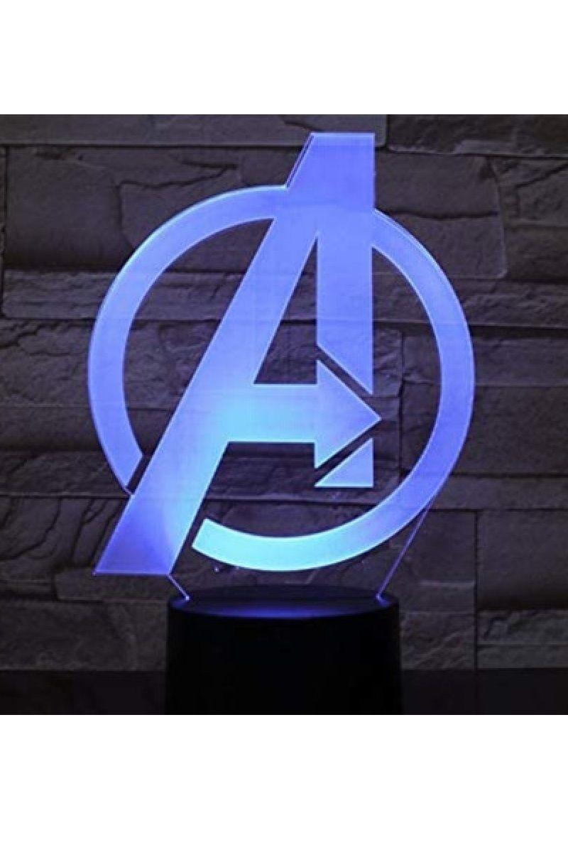 Lámpara Ilusión 3D Logo de Avengers 7 Colores-1