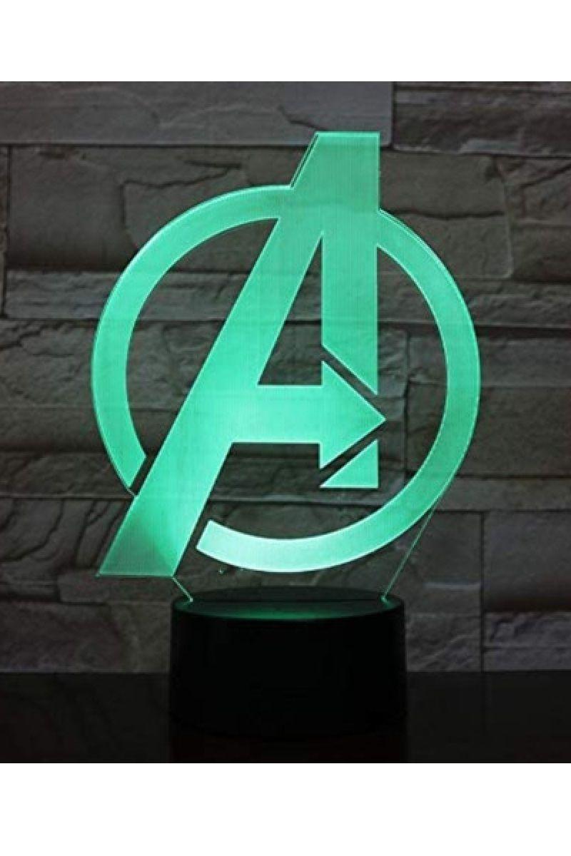 Lámpara Ilusión 3D Logo de Avengers 7 Colores-2