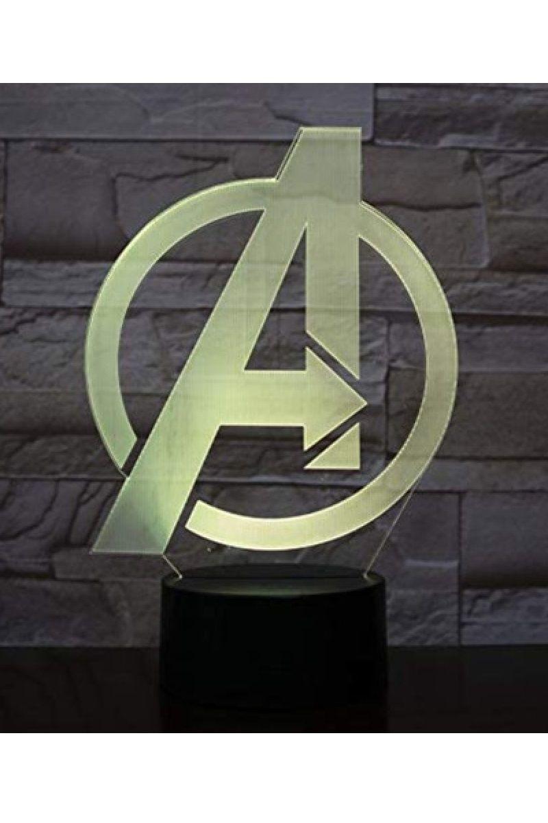 Lámpara Ilusión 3D Logo de Avengers 7 Colores-3
