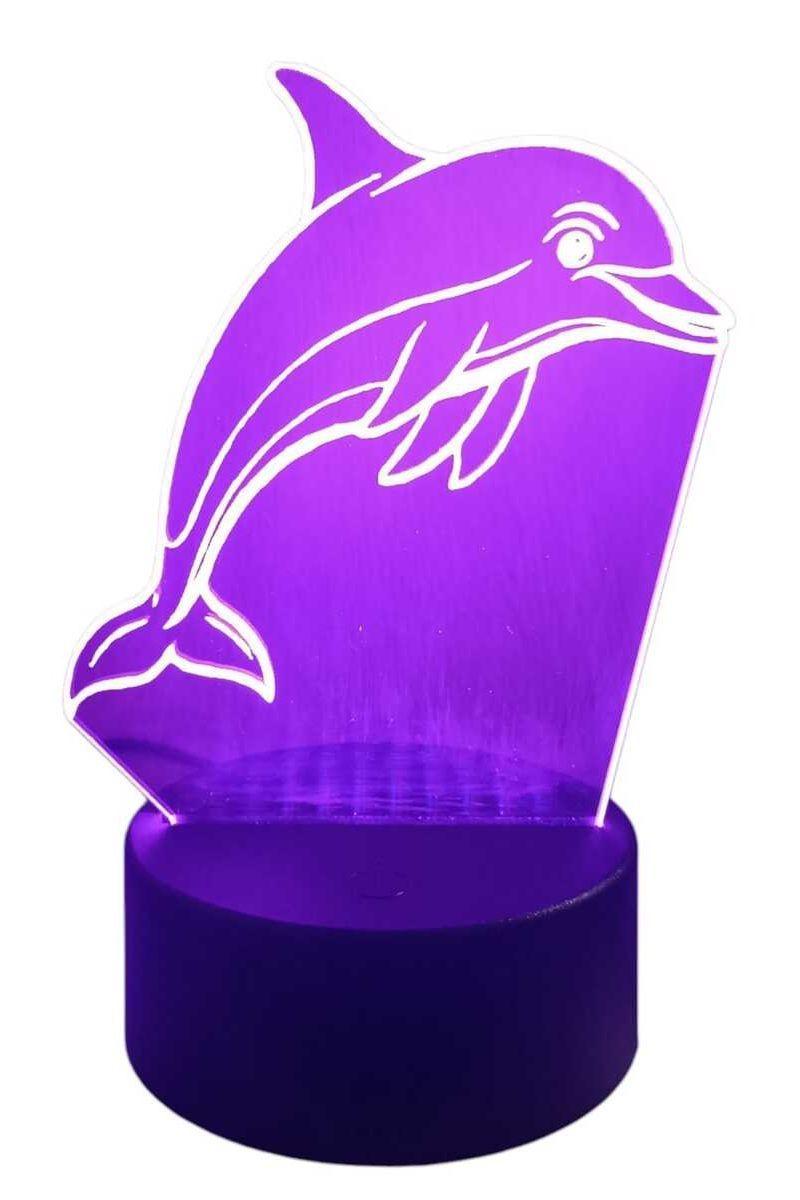 Lámpara Ilusión 3D Delfín 7 Colores-2
