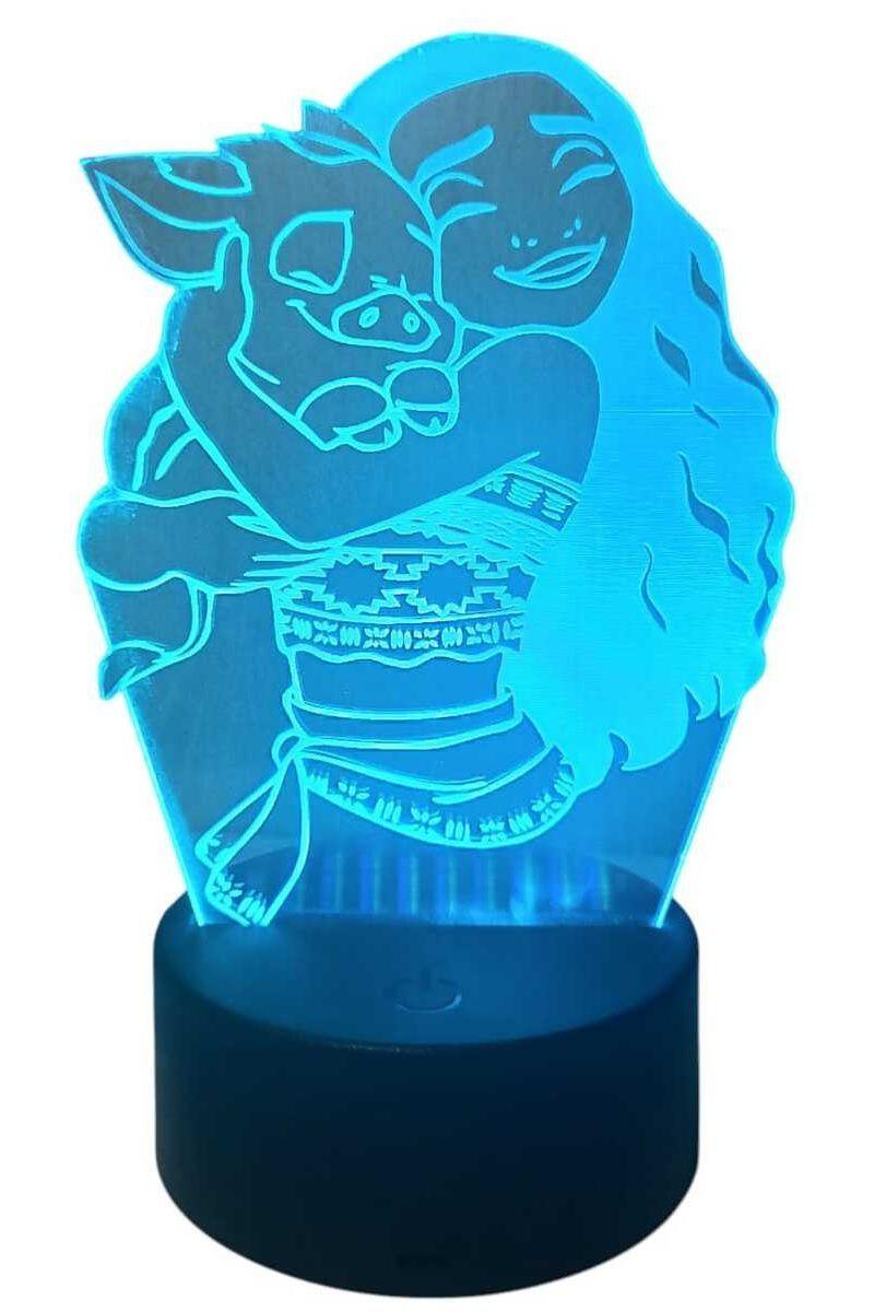 Lámpara Ilusión 3D Moana 7 Colores-3