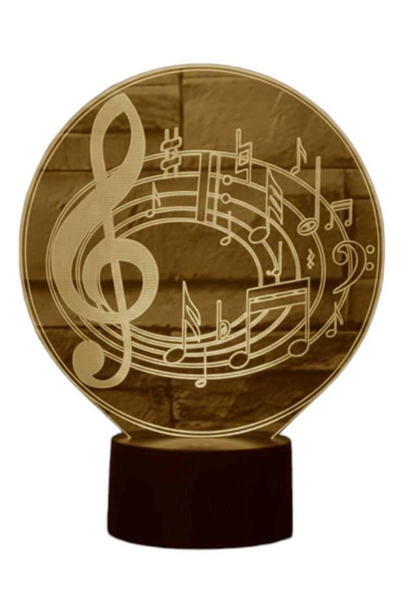 Lámpara Ilusión 3D Música Llave de Sol 7 Colores-2