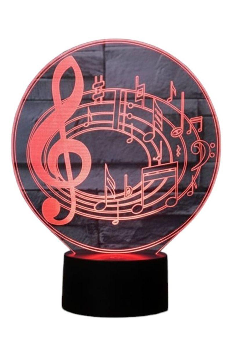 Lámpara Ilusión 3D Música Llave de Sol 7 Colores-3