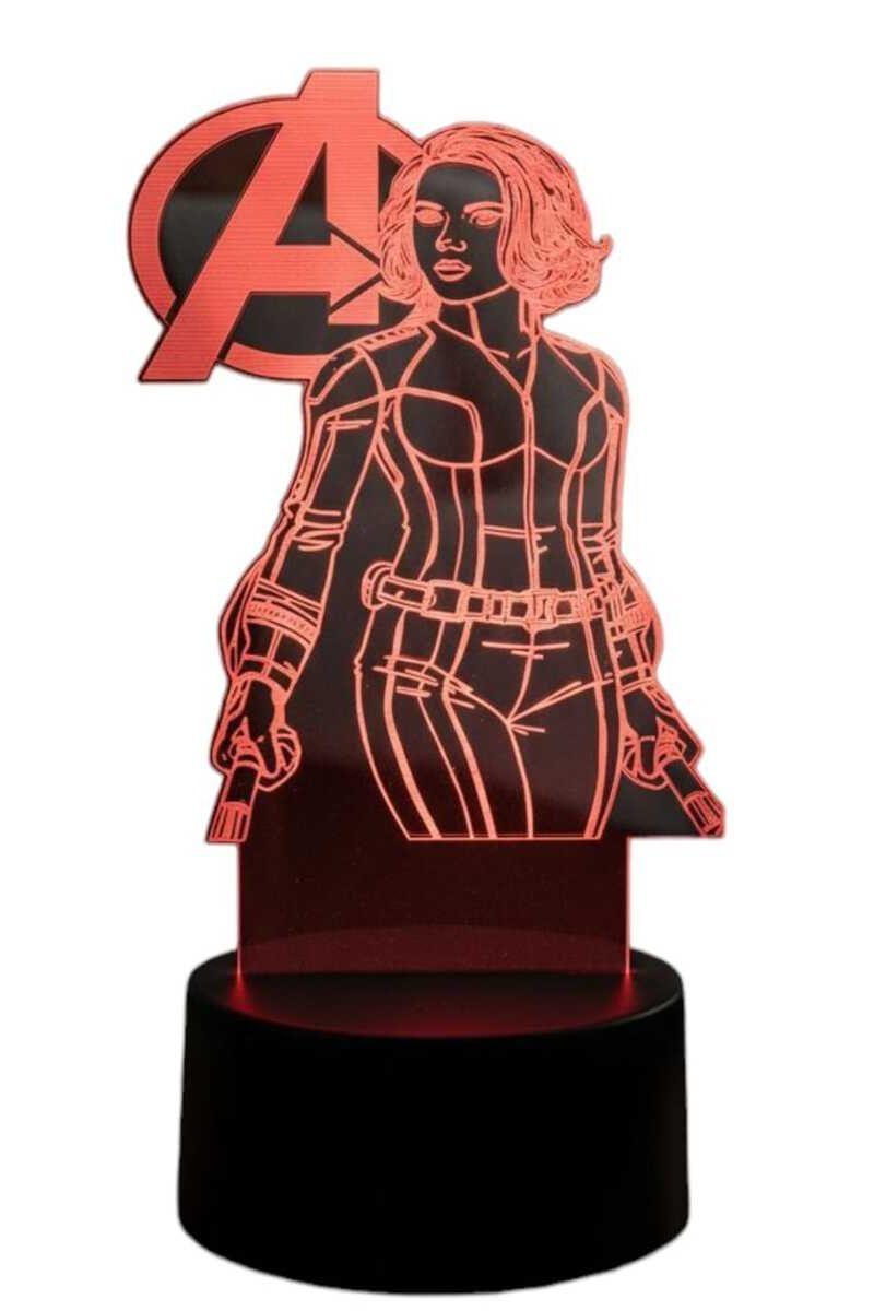 Lámpara Ilusión 3D Viuda Negra Avengers 7 Colores-2
