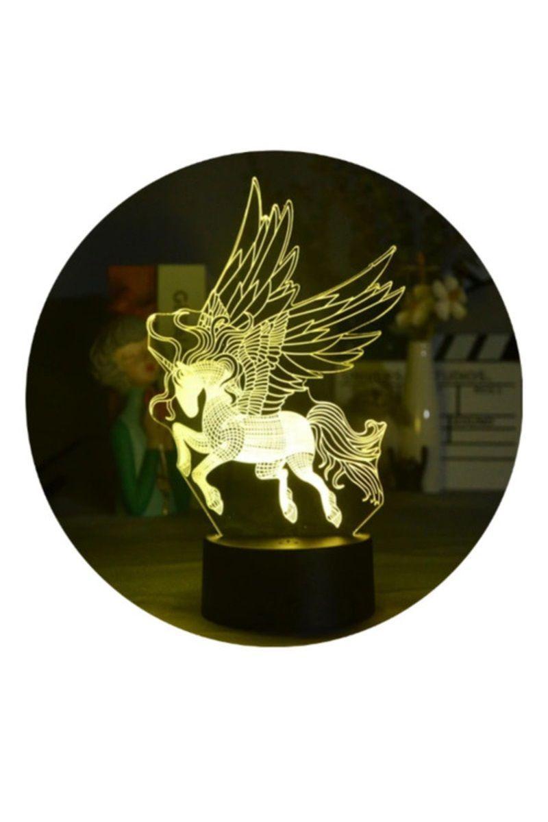 Lámpara Ilusión 3D Unicornio Galopando 7 Colores-2
