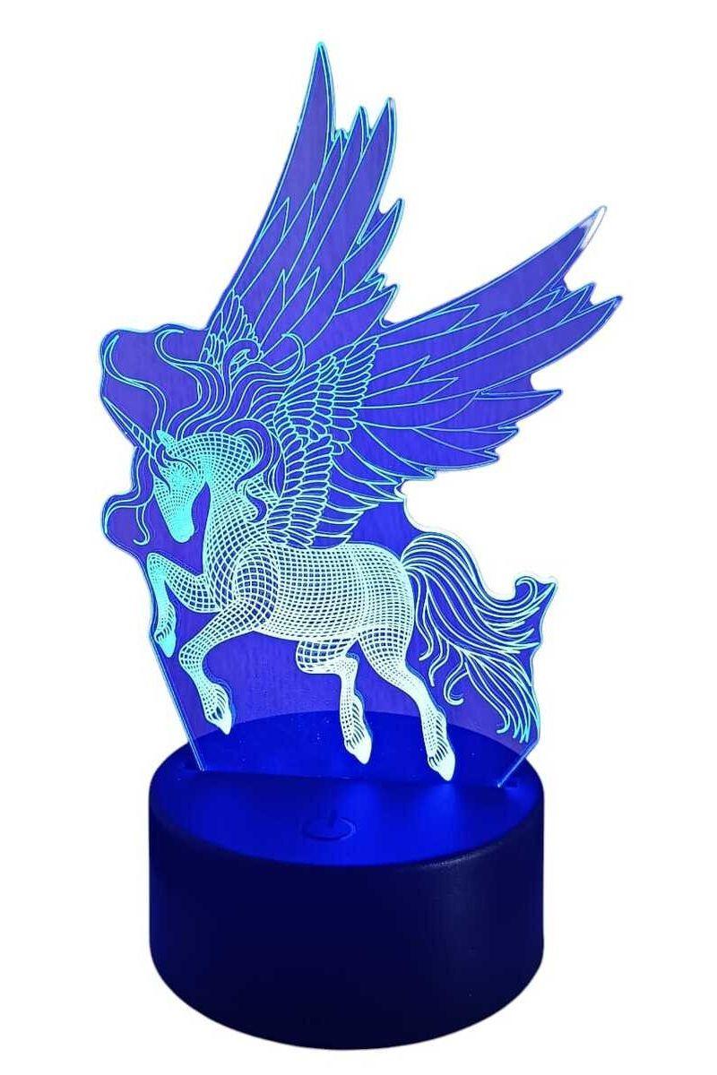 Lámpara Ilusión 3D Unicornio Galopando 7 Colores-2