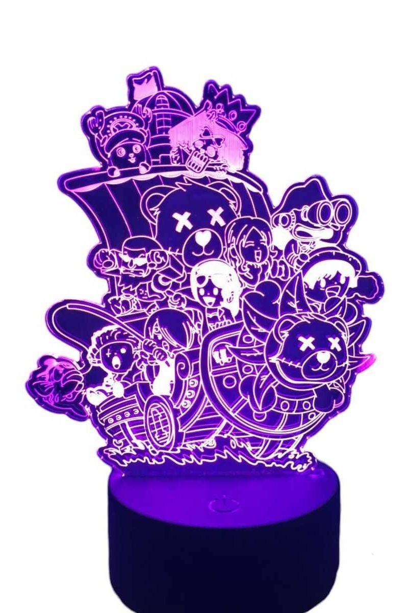 Lámpara Ilusión 3D Barco One Piece Monos 7 Colores-2