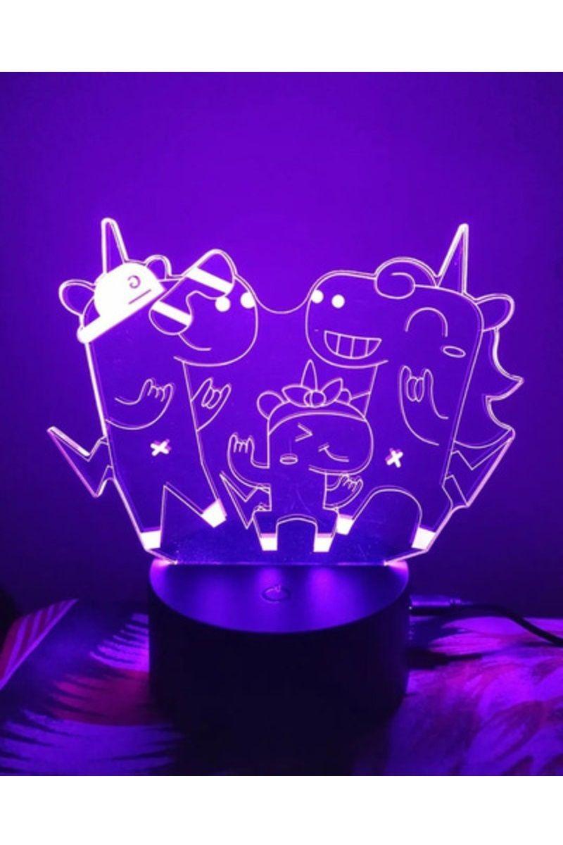 Lámpara Ilusión 3D Unicornios Bailando 7 Colores-2