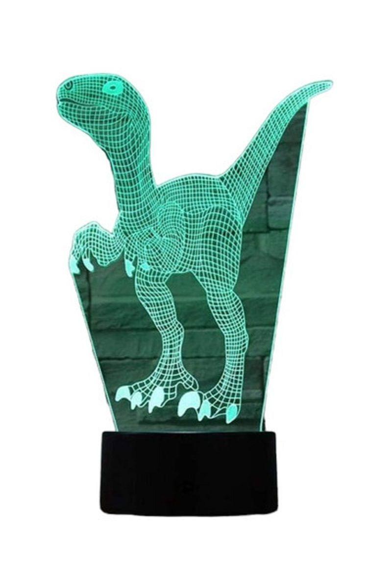 Lámpara Ilusión 3D Dinosaurio Velociraptor 7 Colores-0