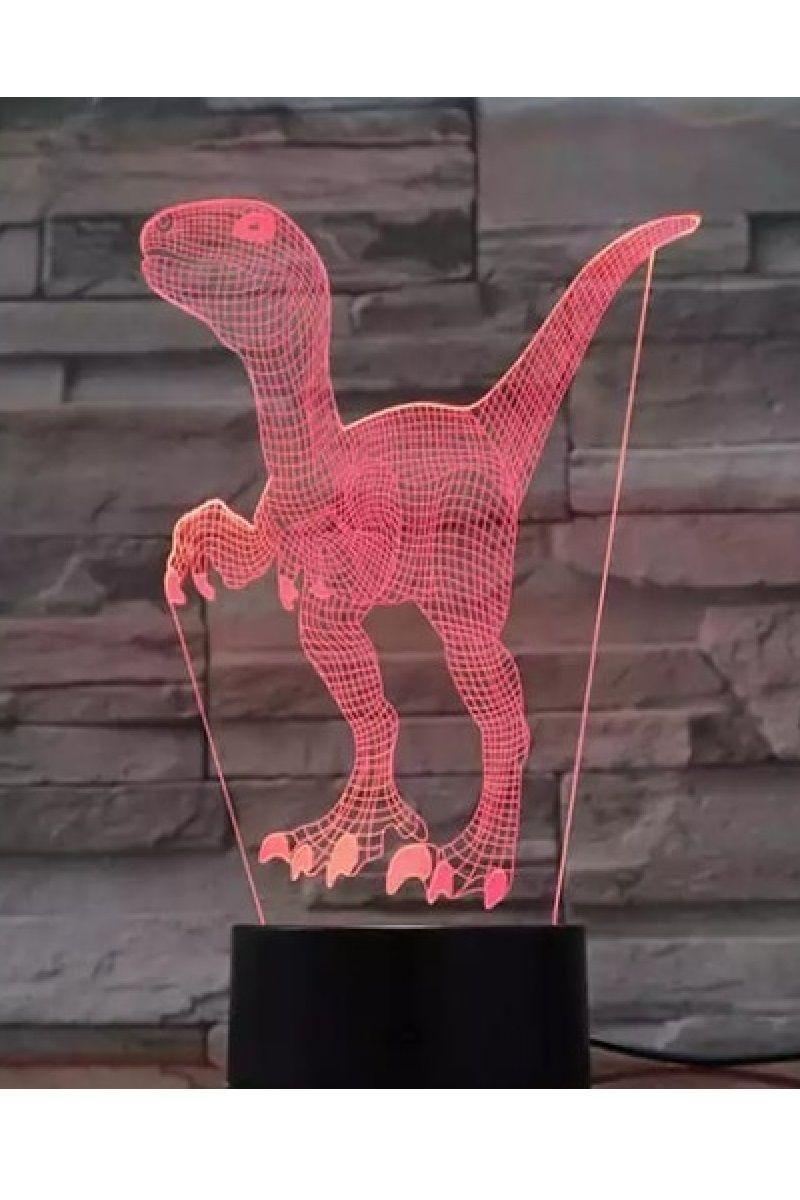 Lámpara Ilusión 3D Dinosaurio Velociraptor 7 Colores-1