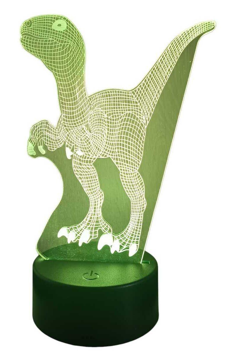 Lámpara Ilusión 3D Dinosaurio Velociraptor 7 Colores-2