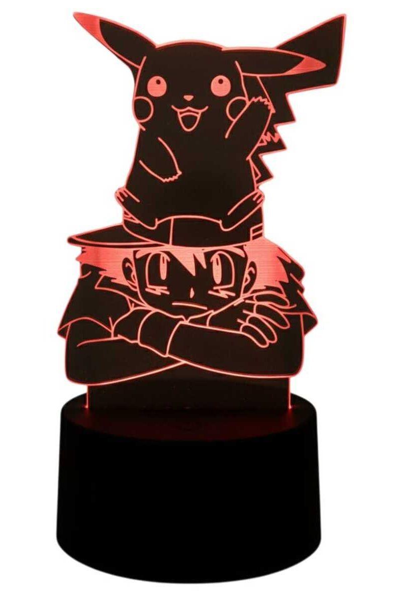 Lámpara Ilusión 3D Pikachu y Ash 7 Colores-2