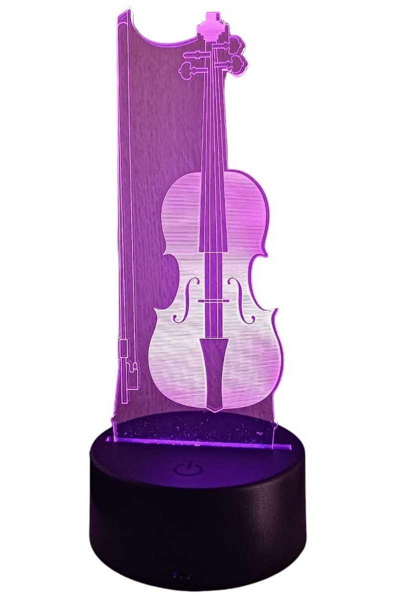 Lámpara Ilusión 3D Violín 7 Colores-2