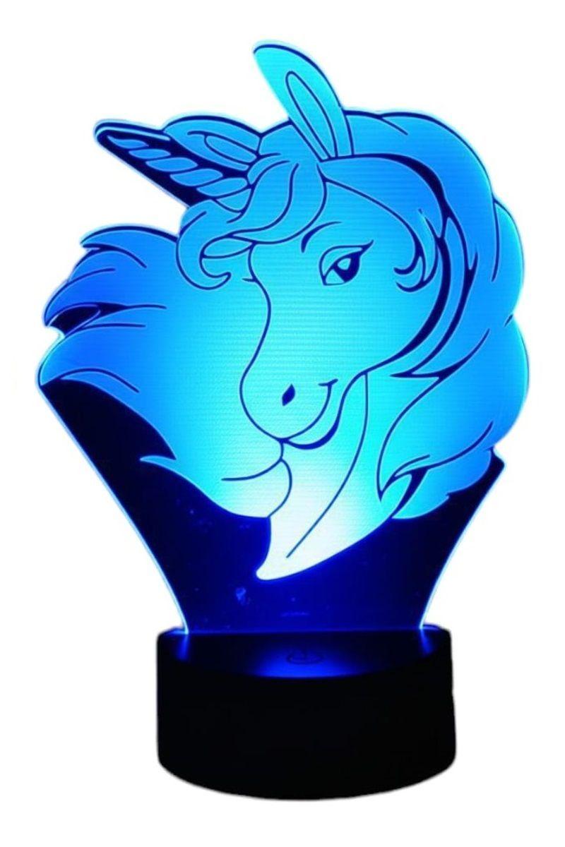 Lámpara Ilusión 3D Cabeza de Unicornio 7 Colores-2