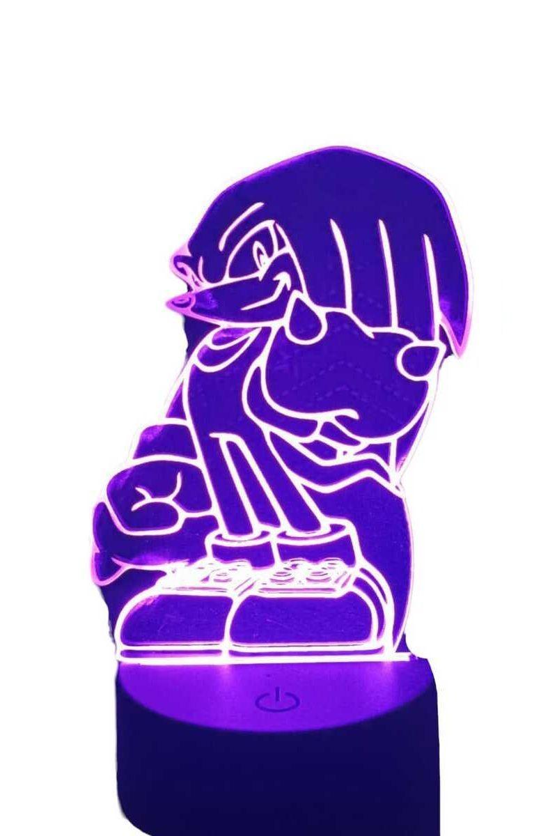 Lámpara Ilusión 3D Knuckles Sonic 7 Colores-3