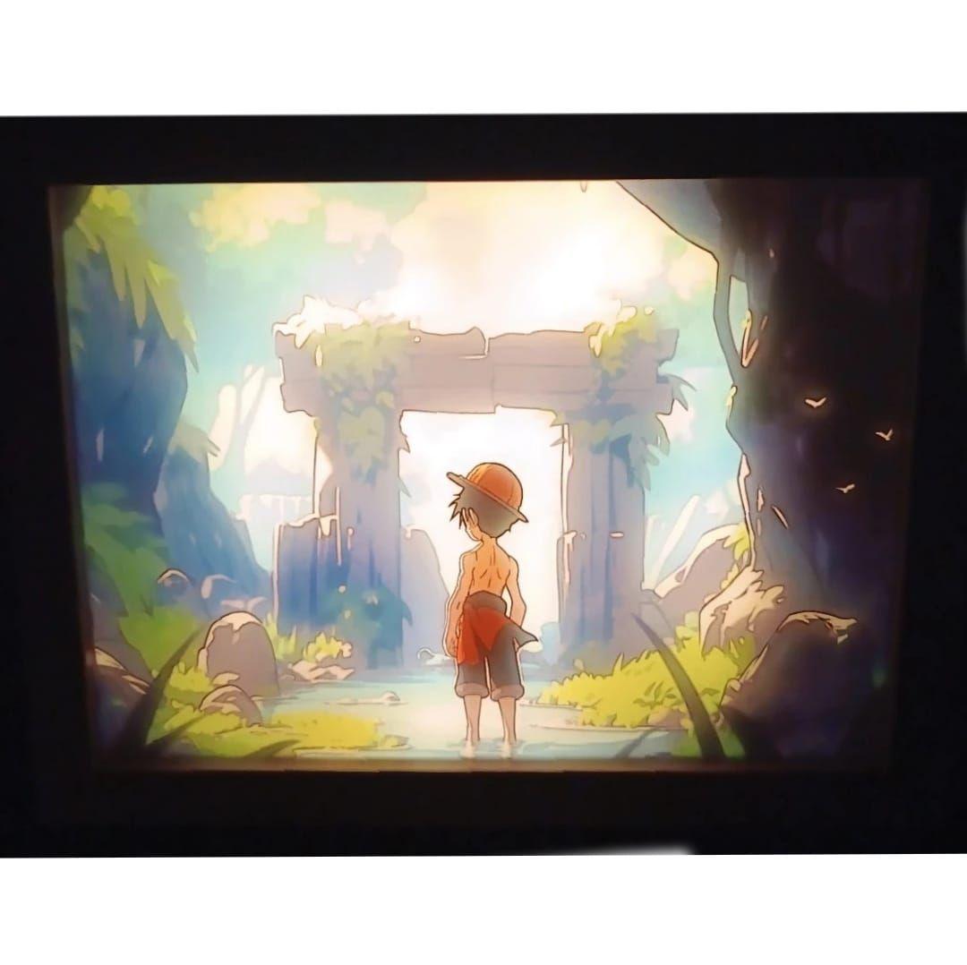Cuadro Led de Luffy en el Bosque 23x18cm-3