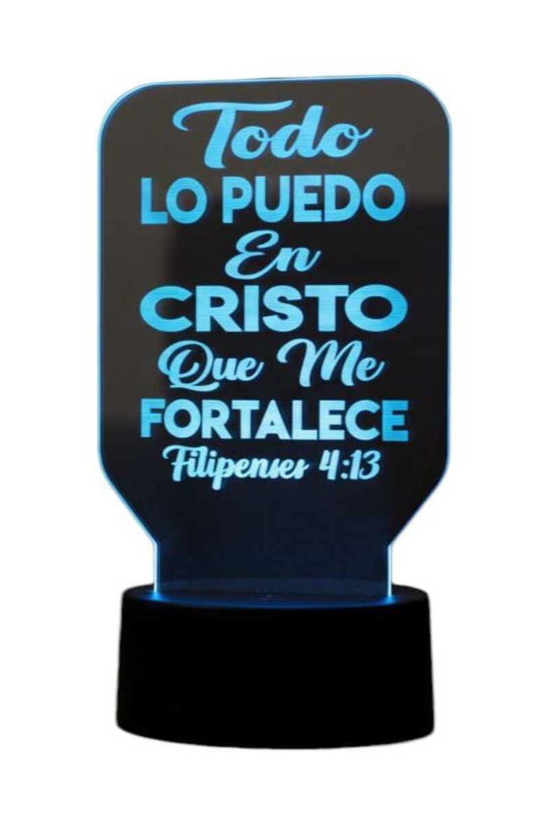 Lámpara Ilusión 3D Frase: Todo lo puedo en Cristo... 7 Colores-2