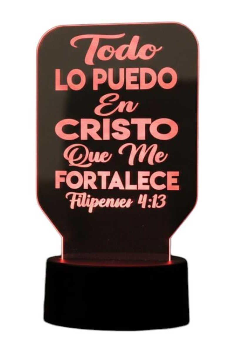 Lámpara Ilusión 3D Frase: Todo lo puedo en Cristo... 7 Colores-3