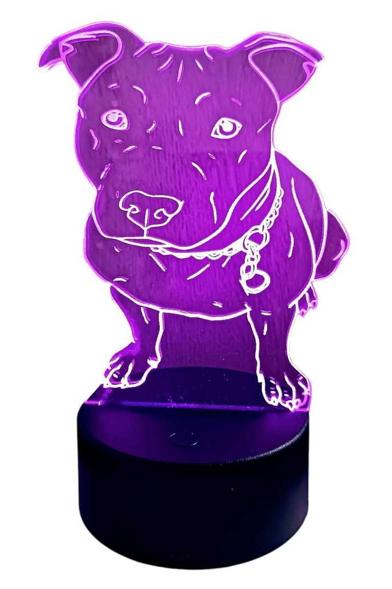 Lámpara Ilusión 3D Pitbull 7 Colores-2