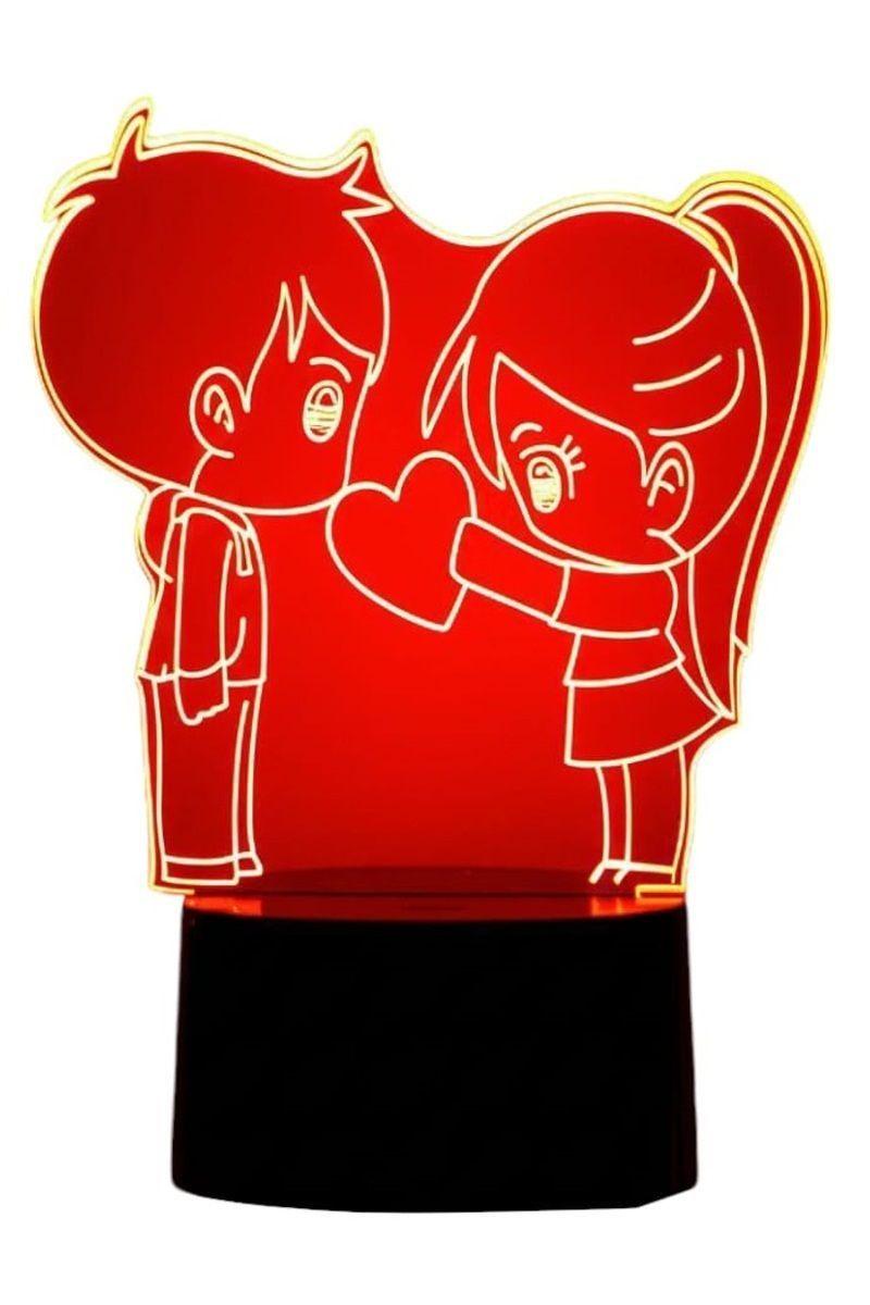 Lámpara Ilusión 3D Pareja de Enamorados 7 Colores-3
