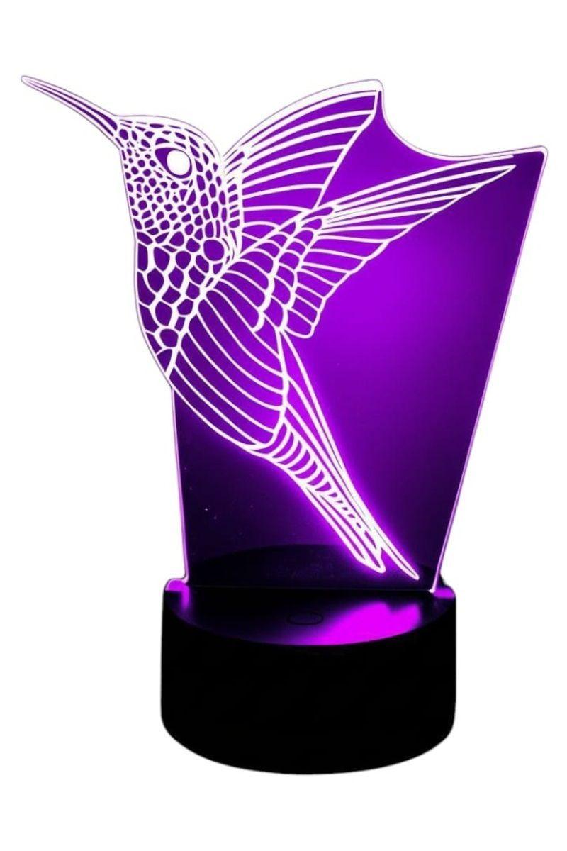 Lámpara ilusión 3D Colibrí 7 Colores-3