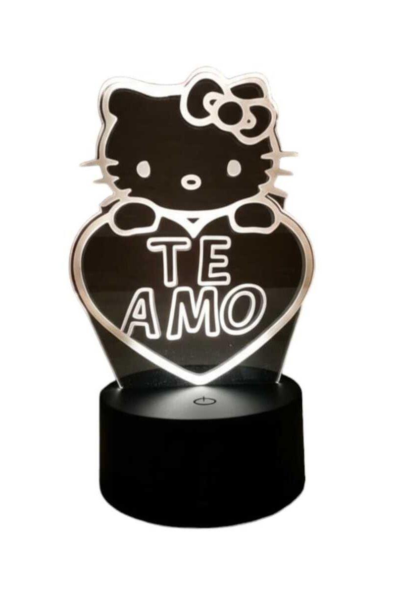 Lámpara Ilusión 3D Hello Kitty Te Amo 7 Colores-2
