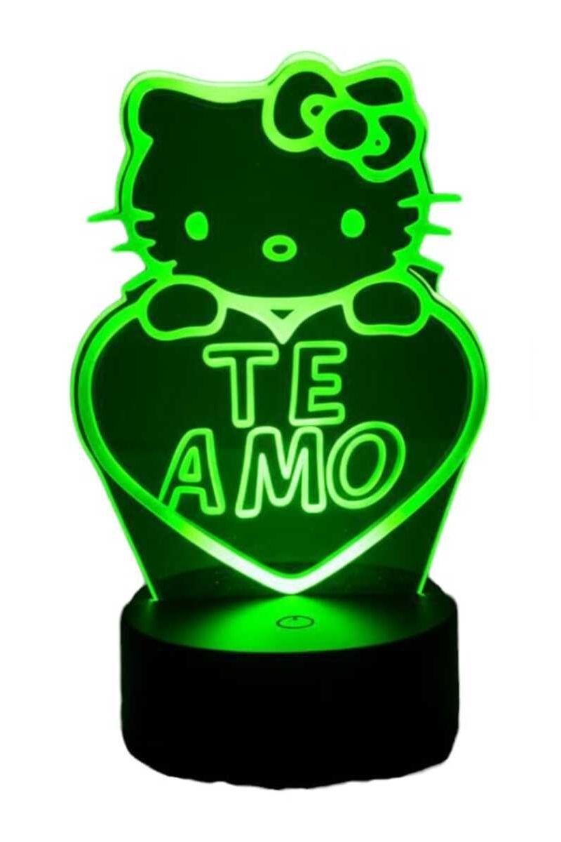Lámpara Ilusión 3D Hello Kitty Te Amo 7 Colores-3