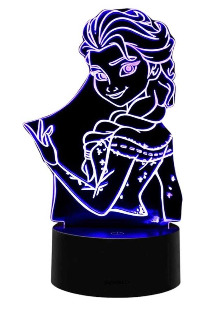 Lámpara Ilusión 3D Elsa Frozen 7 Colores-2