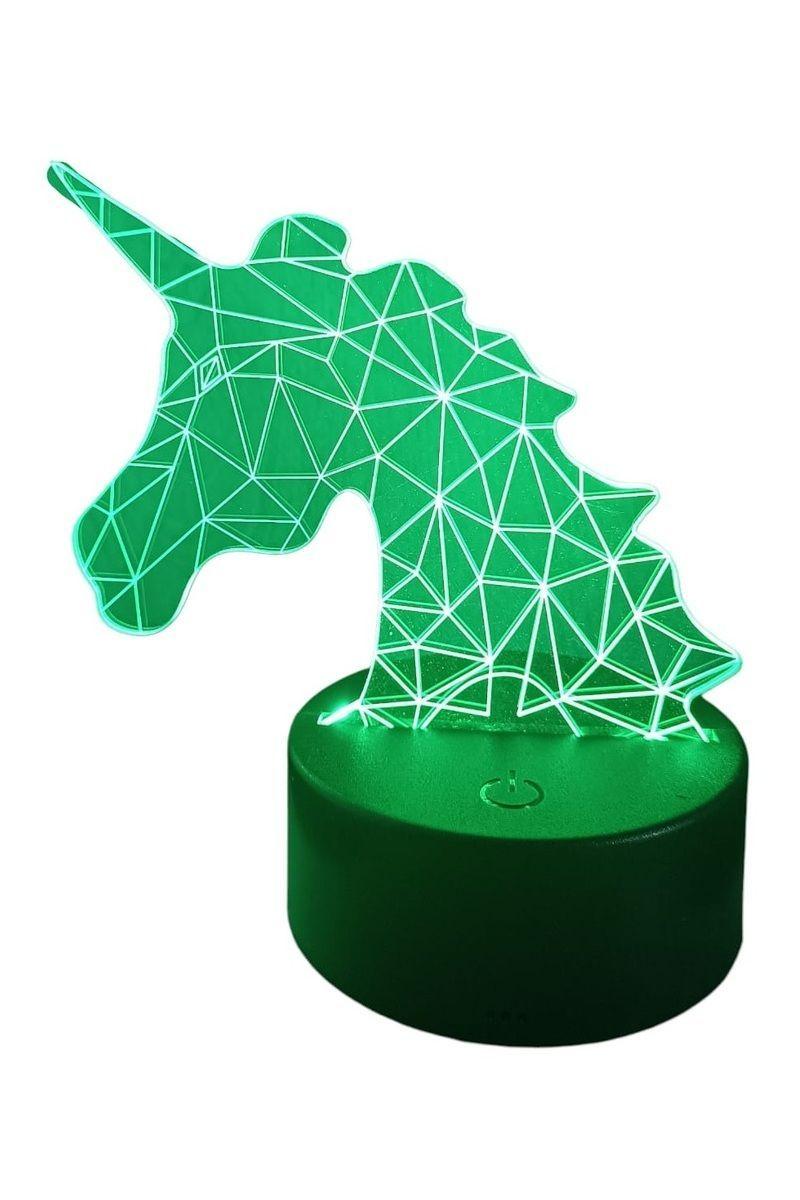 Lámpara Ilusión 3D Cabeza Unicornio Geométrico 7 Colores-2