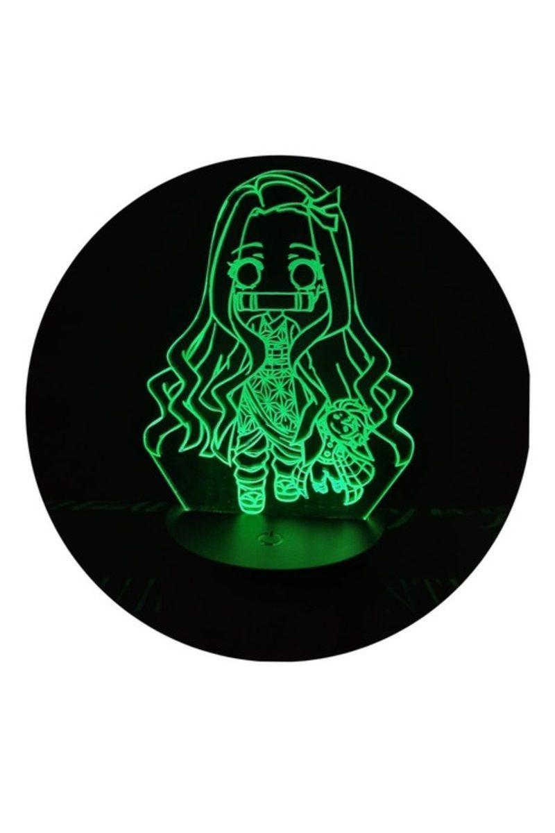 Lámpara Ilusión 3D Nezuko Chibi 7 Colores-2