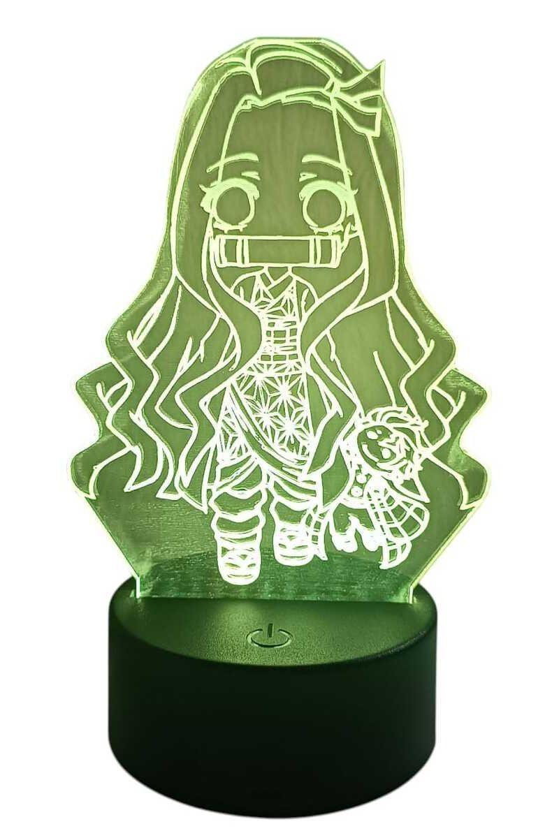 Lámpara Ilusión 3D Nezuko Chibi 7 Colores-2
