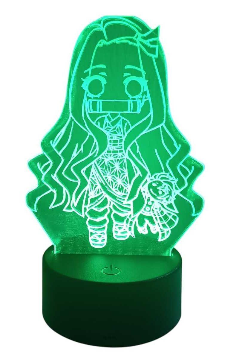 Lámpara Ilusión 3D Nezuko Chibi 7 Colores-3