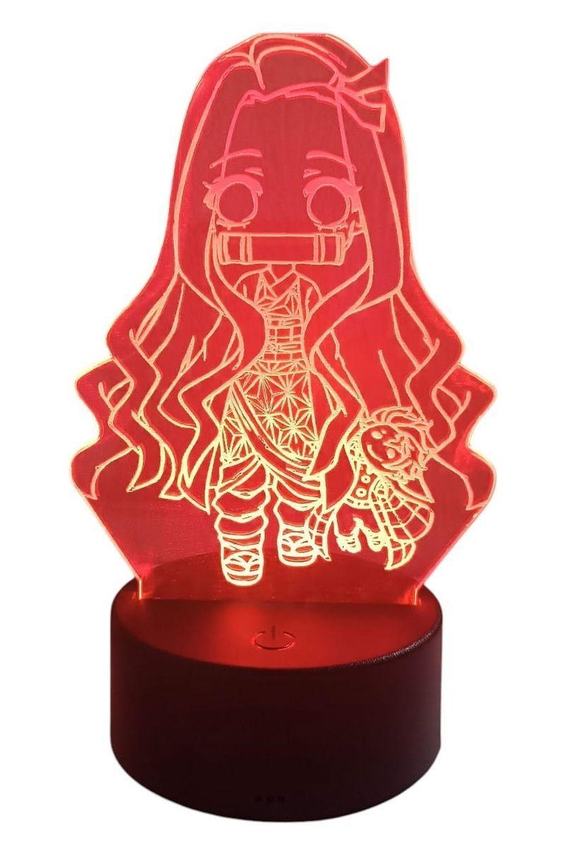 Lámpara Ilusión 3D Nezuko Chibi 7 Colores-4