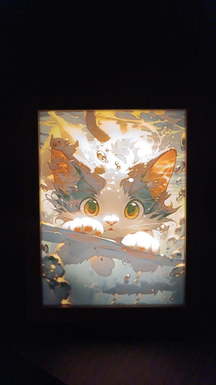 Cuadro Led de Gato 23x18cm-3