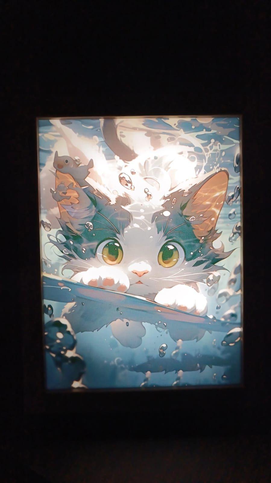 Cuadro Led de Gato 23x18cm-4