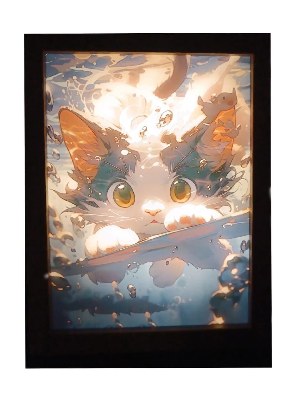 Cuadro Led de Gato 23x18cm-5