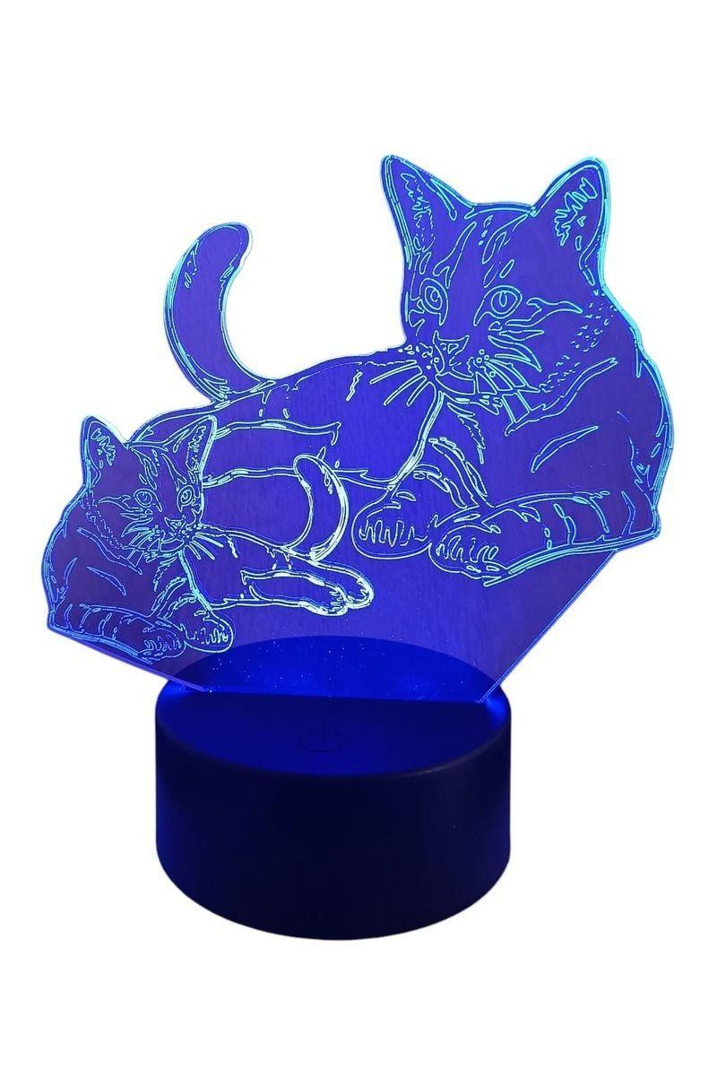 Lámpara Ilusión 3D Gatos 7 Colores-2