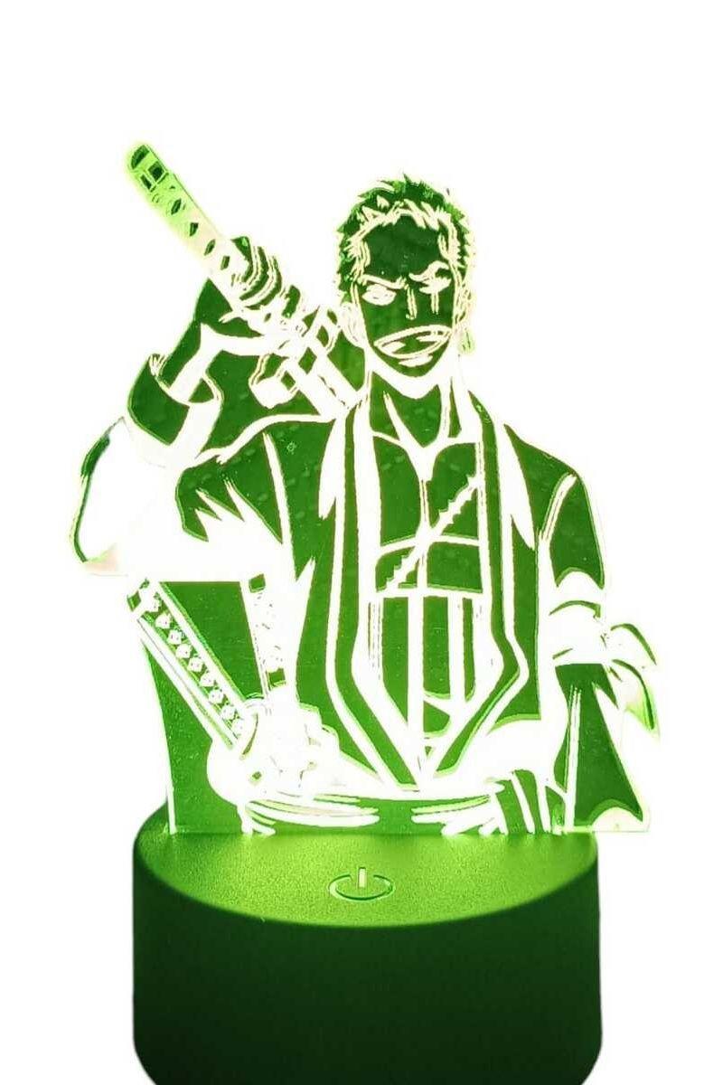 Lámpara Ilusión 3D Zoro One Piece 7 Colores-2