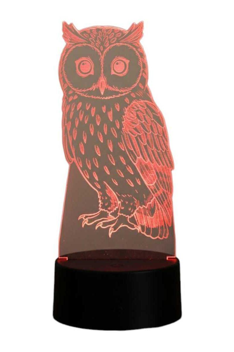Lámpara Ilusión 3D Lechuza 7 Colores-2