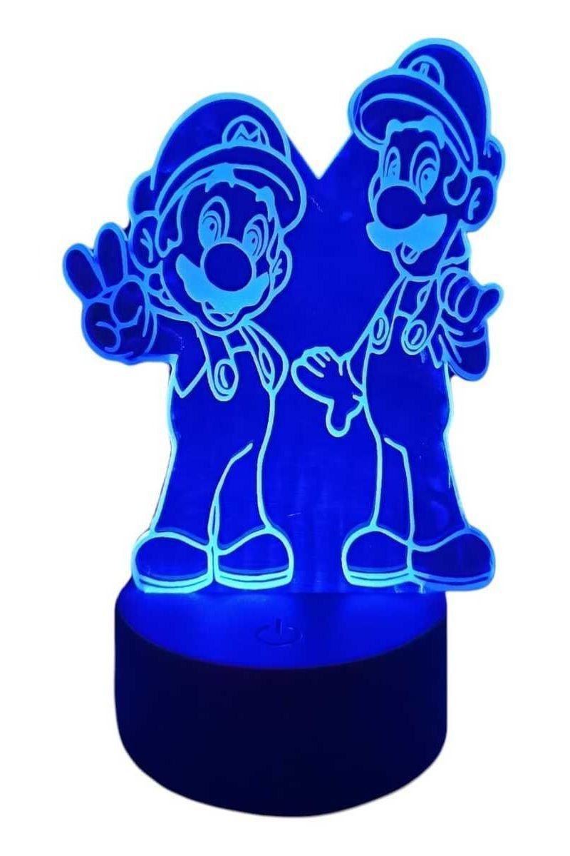 Lámpara Ilusión 3D Mario y Luigi 7 Colores-2