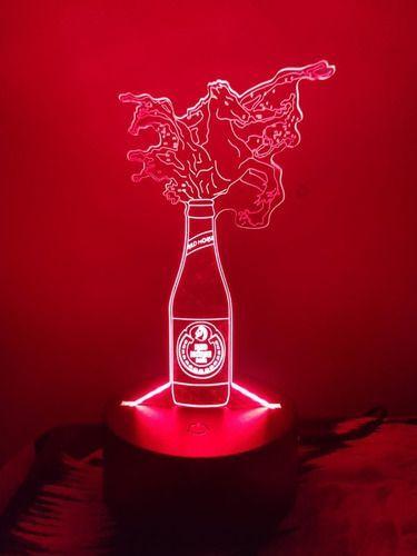 Lámpara Ilusión 3D Cerveza Red Horse 7 Colores-3